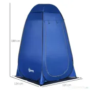 Outsunny Cort de Duș pentru Camping cu Ușă cu Fermoar, Geantă de Transport și Buzunar, 126x124x189 cm, Albastru Închis | Aosom Romania 
