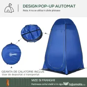 Outsunny Cort de Duș pentru Camping cu Ușă cu Fermoar, Geantă de Transport și Buzunar, 126x124x189 cm, Albastru Închis | Aosom Romania 