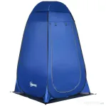 Outsunny Cort de Duș pentru Camping și Plajă cu Ușă cu Fermoar și Geantă de Transport, 126x124x189 cm, Albastru Închis