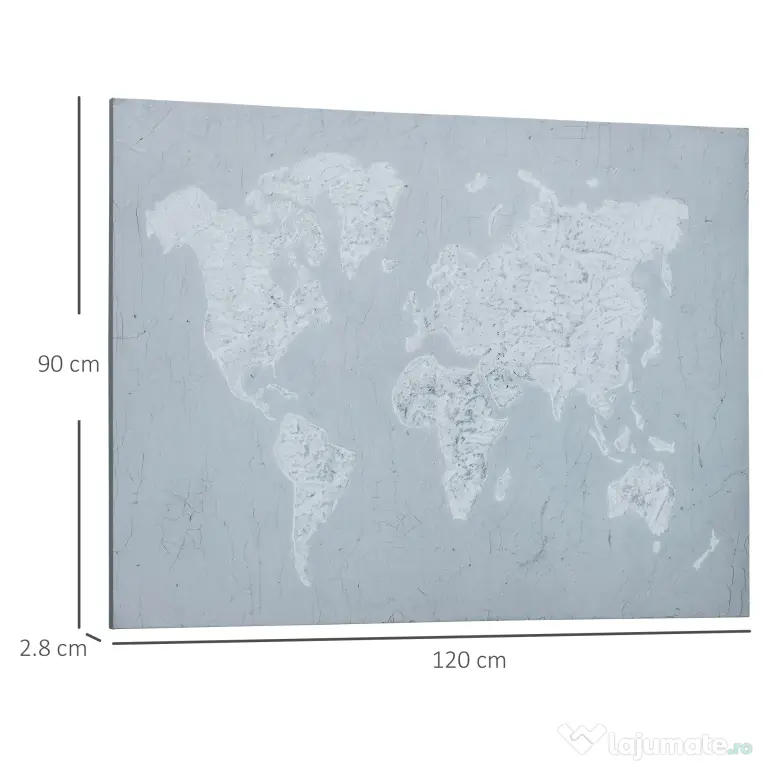 HOMCOM Lucrare de arta pe perete din panza Harta lumii Fotografii de perete pentru camera de zi Decor dormitor, 120 x 90 cm