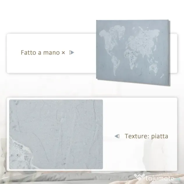 HOMCOM Lucrare de arta pe perete din panza Harta lumii Fotografii de perete pentru camera de zi Decor dormitor, 120 x 90 cm