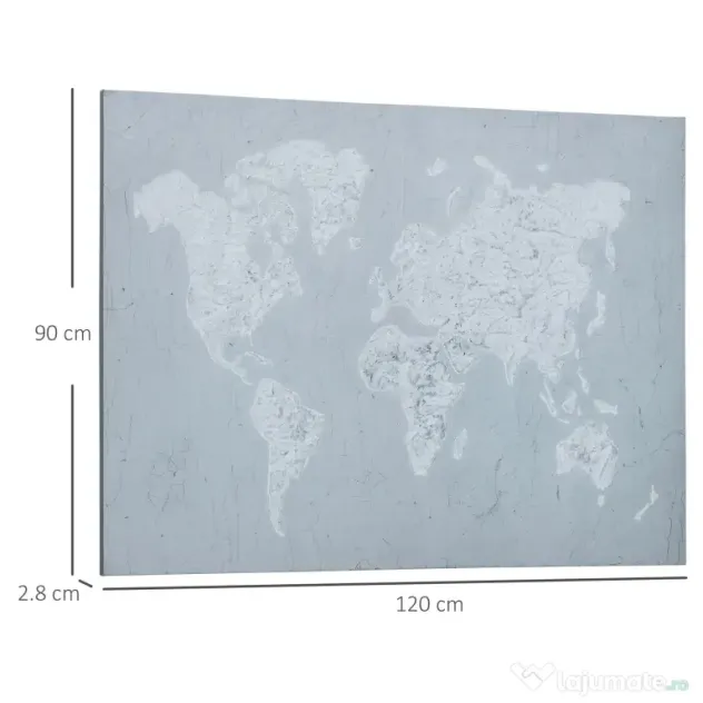 Lucrare de arta pe perete din panza HOMCOM Harta lumii Fotografii de perete pentru camera de zi Decor dormitor, 120 x 90 cm | Aosom Romania