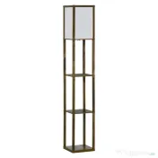 HOMCOM Lampă de Podea cu 3 Rafturi Integrate, Design Modern din MDF, 26x26x160 cm, Lemn Natural | Aosom Romania 