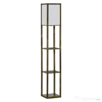 HOMCOM Lampă de Podea cu 3 Rafturi Integrate, Design Modern din MDF, 26x26x160 cm, Lemn Natural | Aosom Romania