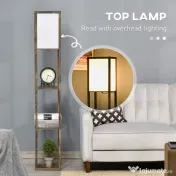 HOMCOM Lampă de Podea cu 3 Rafturi Integrate, Design Modern din MDF, 26x26x160 cm, Lemn Natural | Aosom Romania 