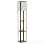 HOMCOM Lampadar cu 3 rafturi integrate, soclu E27, putere 40W, 26x26x160cm, culoare lemn
