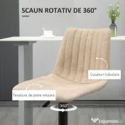 HOMCOM Set de scaune de bar reglabile pe inaltime 2 piese cu suport pentru picioare, otel si poliester, 47,5x57,5x95-116 cm, maro deschis 