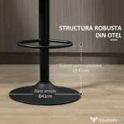 HOMCOM Set de scaune de bar reglabile pe inaltime 2 piese cu suport pentru picioare, otel si poliester, 47,5x57,5x95-116 cm, maro deschis 