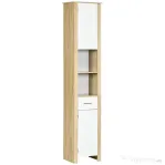 Kleankin Dulap Baie inalt – Sertar & Rafturi Reglabile, Alb Elegant