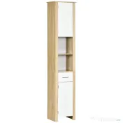 Kleankin Dulap Baie inalt – Sertar & Rafturi Reglabile, Alb Elegant 