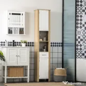 Kleankin Dulap Baie inalt – Sertar & Rafturi Reglabile, Alb Elegant 