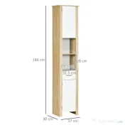 Kleankin Dulap Baie inalt – Sertar & Rafturi Reglabile, Alb Elegant 