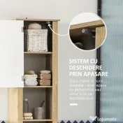 Kleankin Dulap Baie inalt – Sertar & Rafturi Reglabile, Alb Elegant 