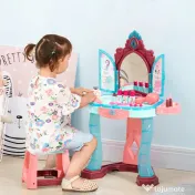 AIYAPLAY Set de oglinda si masa cu design printesa magica, jucarie muzicala, set de frumusete, pentru 3-6 ani, albastru roz 
