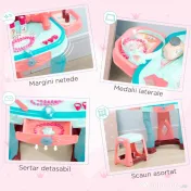 AIYAPLAY Set de oglinda si masa cu design printesa magica, jucarie muzicala, set de frumusete, pentru 3-6 ani, albastru roz 