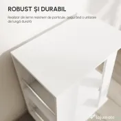 Homcom Carucior Bucatarie Lemn Alb – Cu Roti si 2 Rafturi Deschise