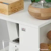 Homcom Carucior Bucatarie Lemn Alb – Cu Roti si 2 Rafturi Deschise