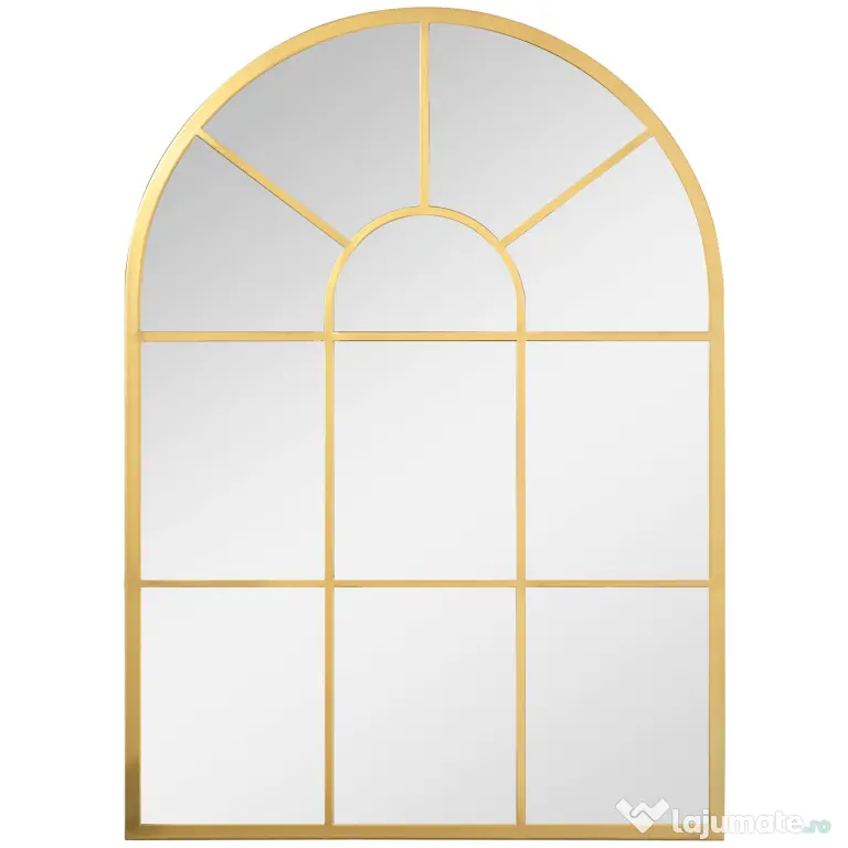 Homcom Oglinda Moderna de Perete – Arcuita 70×50 cm, Stil Fereastra Negru | Aosom Romania
