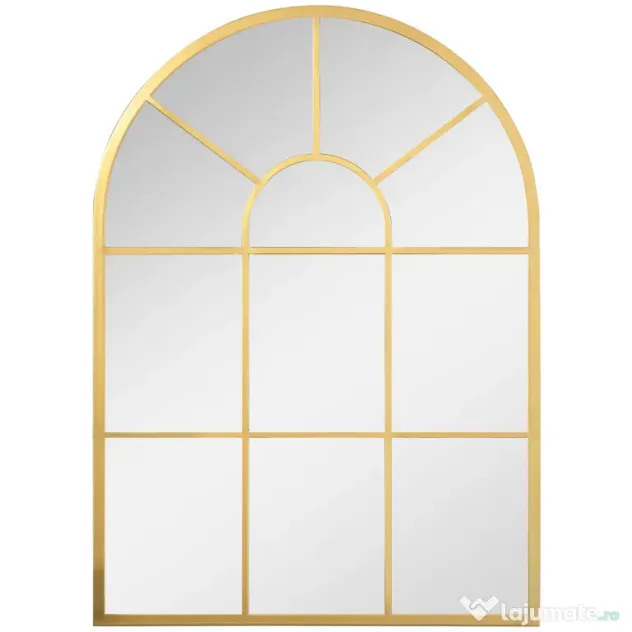 Homcom Oglinda Moderna de Perete – Arcuita 70×50 cm, Stil Fereastra Negru | Aosom Romania
