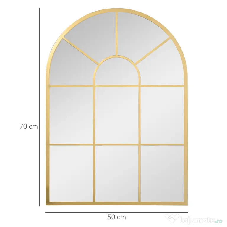 Homcom Oglinda Moderna de Perete – Arcuita 70×50 cm, Stil Fereastra Negru | Aosom Romania