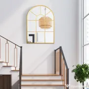 Homcom Oglinda Moderna de Perete – Arcuita 70×50 cm, Stil Fereastra Negru