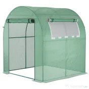 Outsunny Sera de gradina tip tunel cu ferestre si usi rulante, sera pentru plante cu invelis din PE, verde, 180x180x200cm 