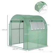 Outsunny Sera de gradina tip tunel cu ferestre si usi rulante, sera pentru plante cu invelis din PE, verde, 180x180x200cm 