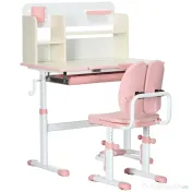 ZoneKiz Set Birou & Scaun Copii – Reglabil, Cu Raft pentru Studiu 