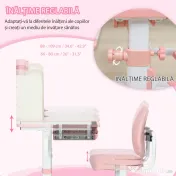 ZoneKiz Set Birou & Scaun Copii – Reglabil, Cu Raft pentru Studiu 