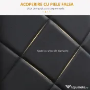 HOMCOM Set de 4 scaune de sufragerie cu spatar inalt, moderne din piele artificiala si otel, 41x50x97cm, negru 