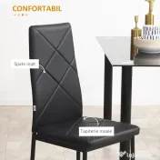 HOMCOM Set de 4 scaune de sufragerie cu spatar inalt, moderne din piele artificiala si otel, 41x50x97cm, negru 