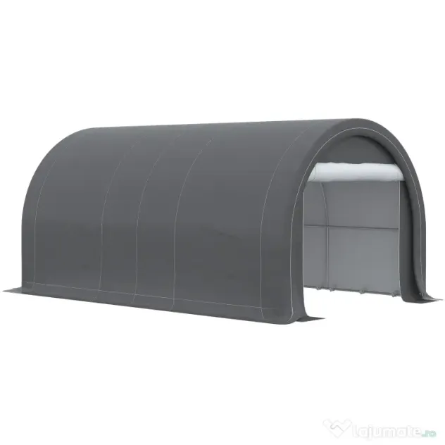 Outsunny Șopron Auto, Cort de Depozitare Portabil de Mare Capacitate cu Ușă, Copertina PE Anti-UV pentru Mașină, Barcă, Motocicletă, 3x5 m, Gri