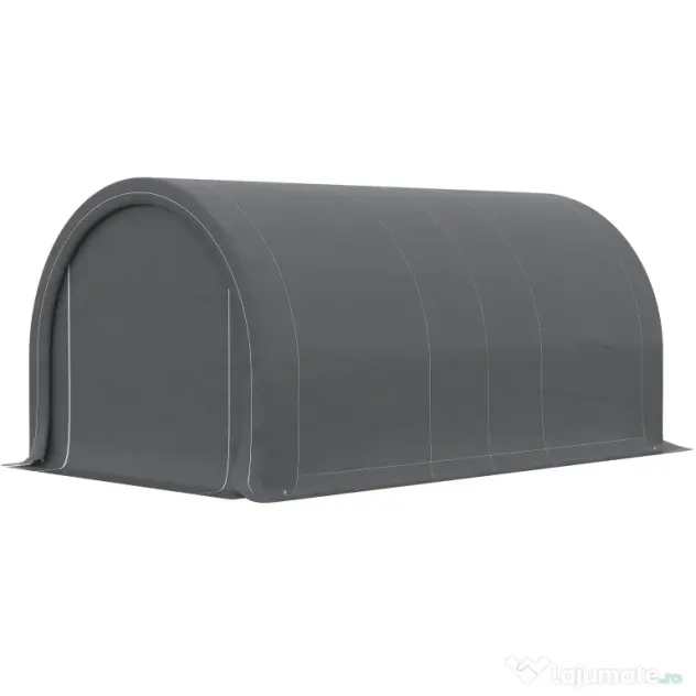 Outsunny Șopron Auto, Cort de Depozitare Portabil de Mare Capacitate cu Ușă, Copertina PE Anti-UV pentru Mașină, Barcă, Motocicletă, 3x5 m, Gri
