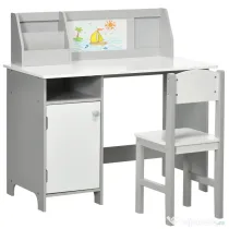 HOMCOM Set Masă și Scaune pentru Copii 5-8 Ani cu Spațiu de Depozitare, Tablă și Scaun, 90x45x85 cm, Roz | Aosom Romania