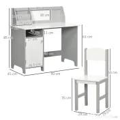 HOMCOM Set Masă și Scaune pentru Copii 5-8 Ani cu Spațiu de Depozitare, Tablă și Scaun, 90x45x85 cm, Roz 