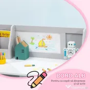HOMCOM Set Masă și Scaune pentru Copii 5-8 Ani cu Spațiu de Depozitare, Tablă și Scaun, 90x45x85 cm, Roz 