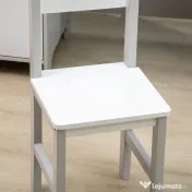 HOMCOM Set Masă și Scaune pentru Copii 5-8 Ani cu Spațiu de Depozitare, Tablă și Scaun, 90x45x85 cm, Roz 