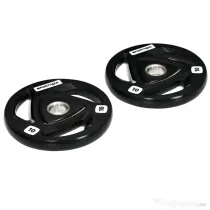 SPORTNOW Set 2 Discuri Greutate 10KG Oțel cu Acoperire Cauciuc Ø5cm Mreană Manere Manual Negru | Aosom Romania