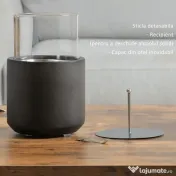 Homcom semineu Masa – Mini Bol Foc Beton cu Etanol, Gri