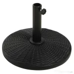 Outsunny Bază Rotundă pentru Umbrelă, Efect Ratan, de 12,5 kg, Suport pentru Stâlpi de 38mm și 48mm, Ø44,5 cm, Negru