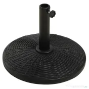 Outsunny Bază Rotundă pentru Umbrelă, Efect Ratan, de 12,5 kg, Suport pentru Stâlpi de 38mm și 48mm, Ø44,5 cm, Negru