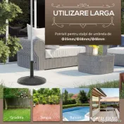 Outsunny Bază Rotundă pentru Umbrelă, Efect Ratan, de 12,5 kg, Suport pentru Stâlpi de 38mm și 48mm, Ø44,5 cm, Negru