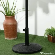 Outsunny Bază Rotundă pentru Umbrelă, Efect Ratan, de 12,5 kg, Suport pentru Stâlpi de 38mm și 48mm, Ø44,5 cm, Negru