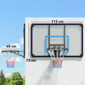 SPORTNOW Coș de Baschet de Perete, Mini Coș de Baschet cu Panou Indestructibil și Cerc din Oțel, 113x61x73 cm, Negru 
