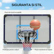 SPORTNOW Coș de Baschet de Perete, Mini Coș de Baschet cu Panou Indestructibil și Cerc din Oțel, 113x61x73 cm, Negru 