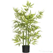 HOMCOM Plantă Artificială de Bambus Înaltă de 90 cm cu 504 Frunze din PEVA și PP Verde cu Ghiveci din Ciment Ø15x12.5 cm 