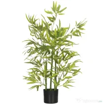 HOMCOM Plantă Artificială de Bambus Înaltă de 90 cm cu 504 Frunze din PEVA și PP Verde cu Ghiveci din Ciment Ø15x12.5 cm