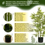 HOMCOM Plantă Artificială de Bambus Înaltă de 90 cm cu 504 Frunze din PEVA și PP Verde cu Ghiveci din Ciment Ø15x12.5 cm 