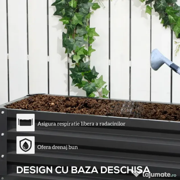 Outsunny Jardinieră Ridicată pentru Cultivare, din Oțel, pentru Grădinărit Urban și Balcon, 120x101x58 cm, Gri Închis | Aosom Romania