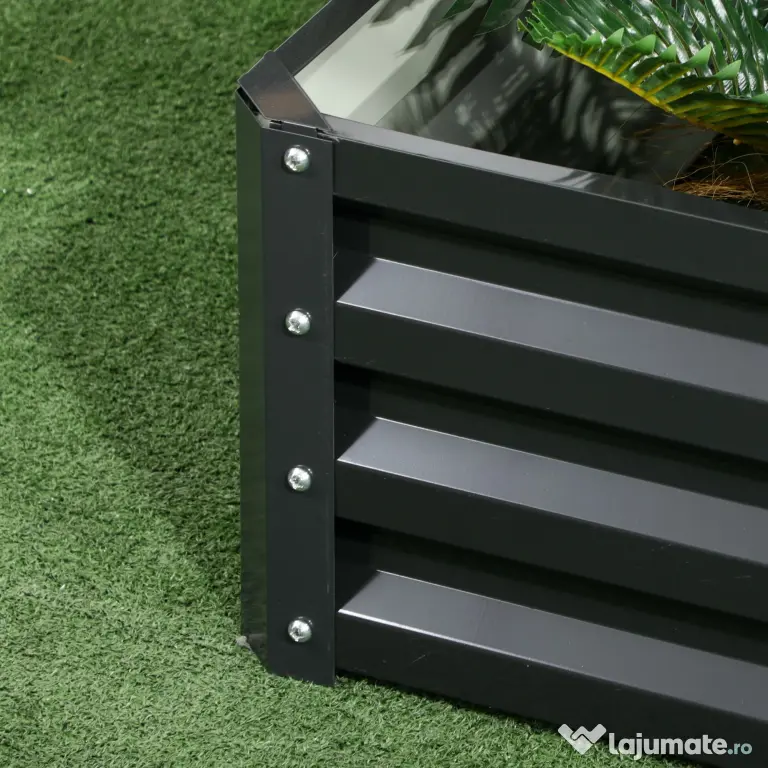 Outsunny Jardinieră Ridicată pentru Cultivare, din Oțel, pentru Grădinărit Urban și Balcon, 120x101x58 cm, Gri Închis | Aosom Romania